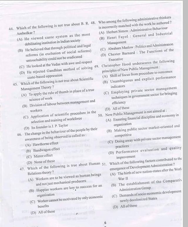 Kashmir University Political Science Entrance Test Paper 1