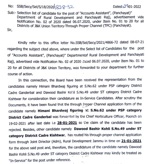 JKSSB Fresh Selections for Assistant Compiler & Accounts Assistant 1