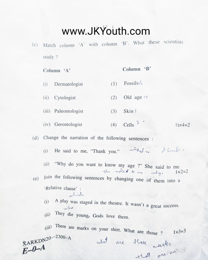 JKBOSE Class 10th Previous year English Question Paper, Download PDF 13