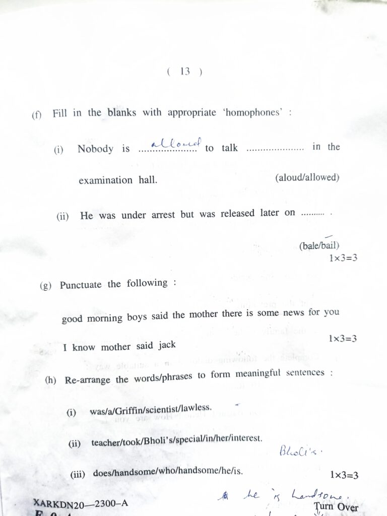 JKBOSE Class 10th Previous year English Question Paper, Download PDF 14