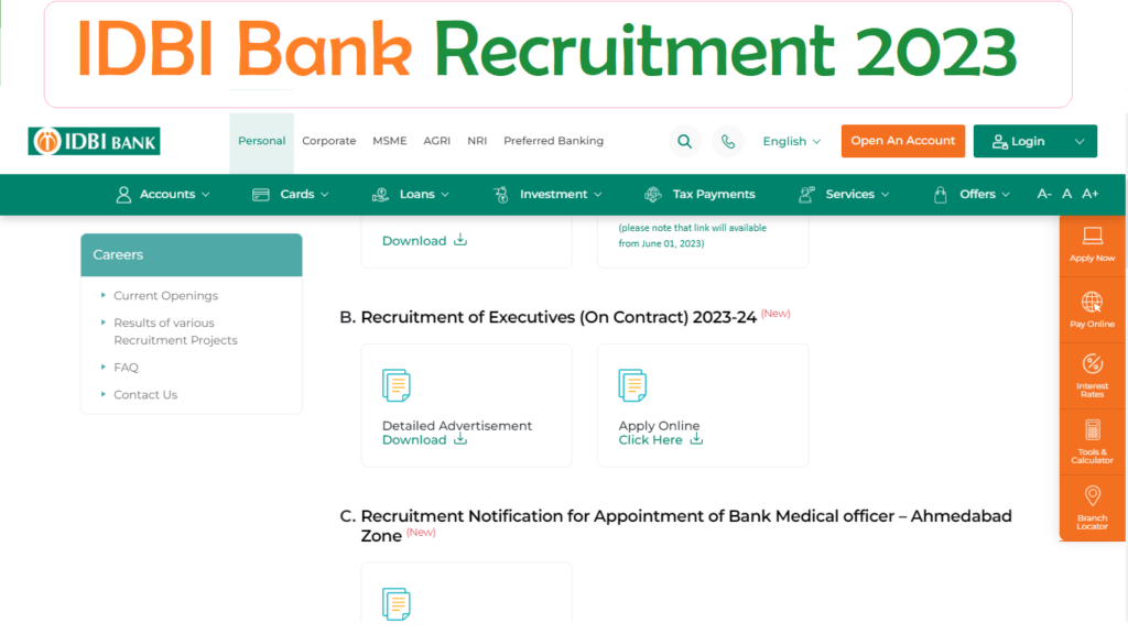 IDBI Bank Recruitment 2023 Notification