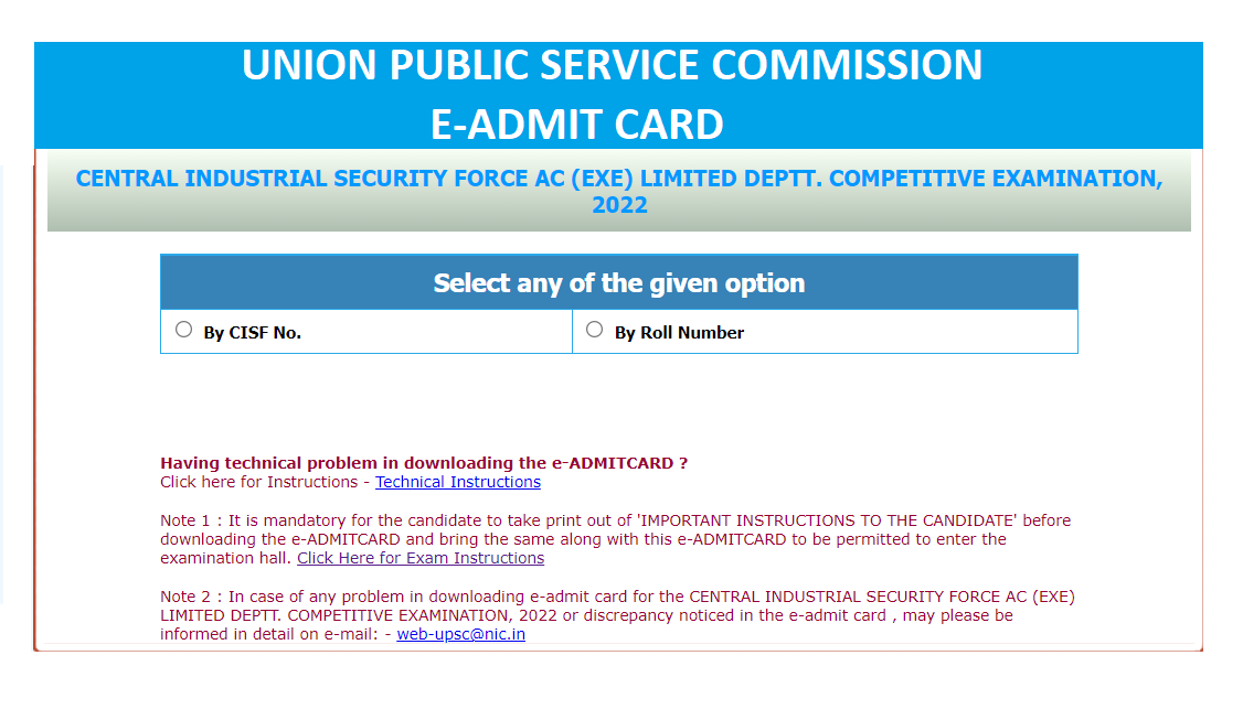 UPSC CISF AC Admit Card 2022 Released, Exam on 13Th March 4