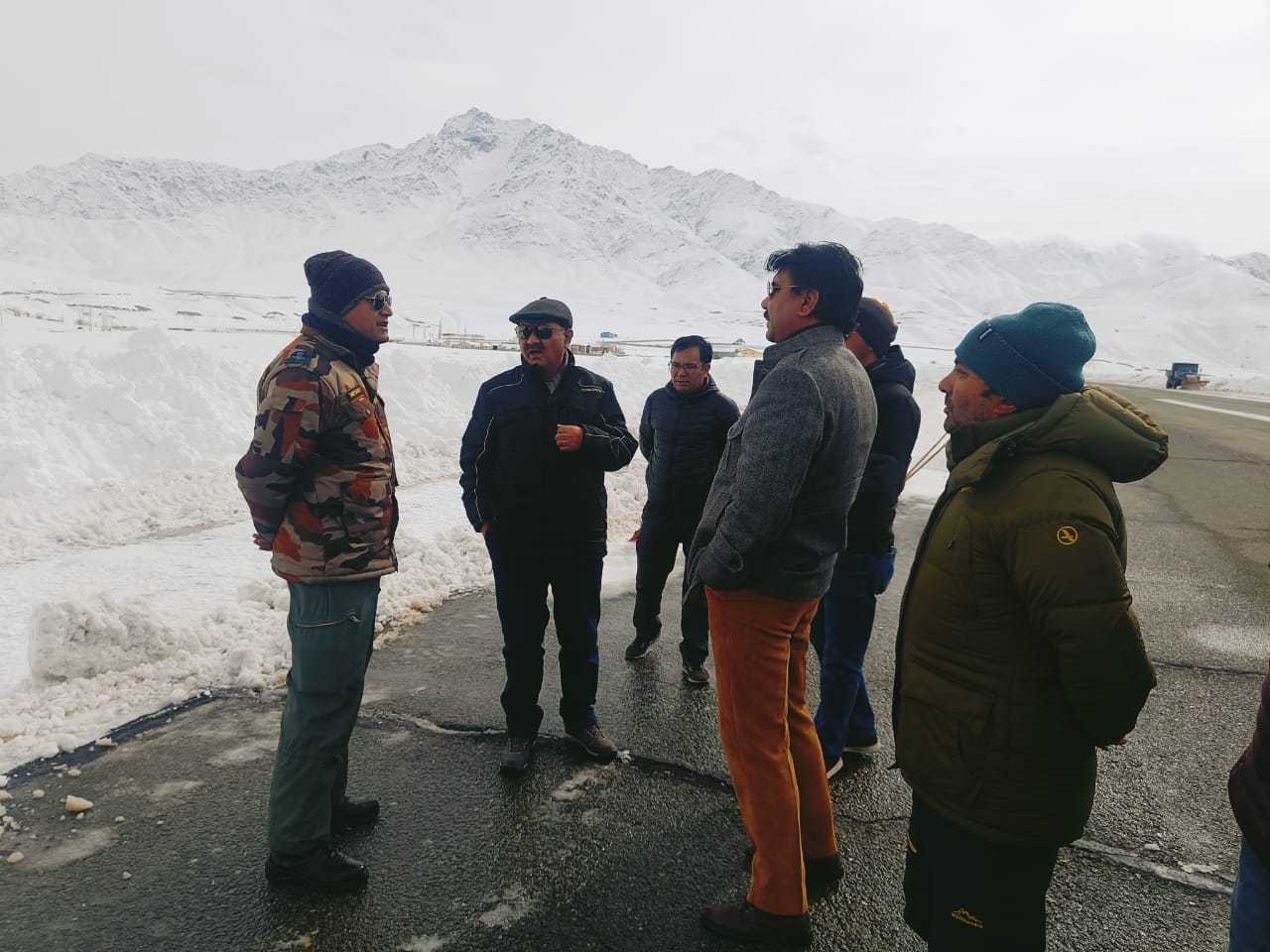 Chairman/CEC LAHDC Kargil takes stock of snow clearance works at the Airport Kargil