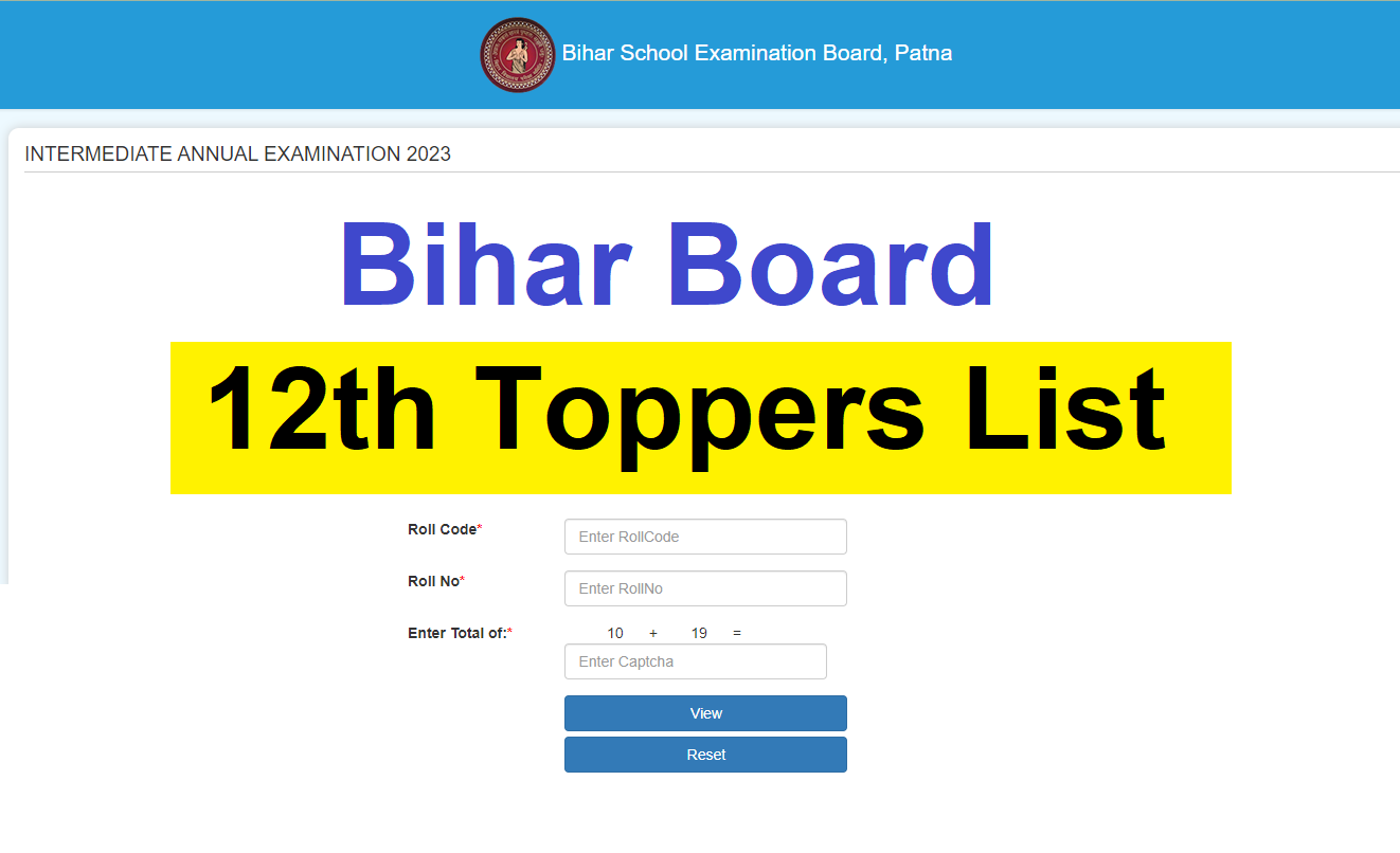 Bihar Board 12th Toppers List 2023