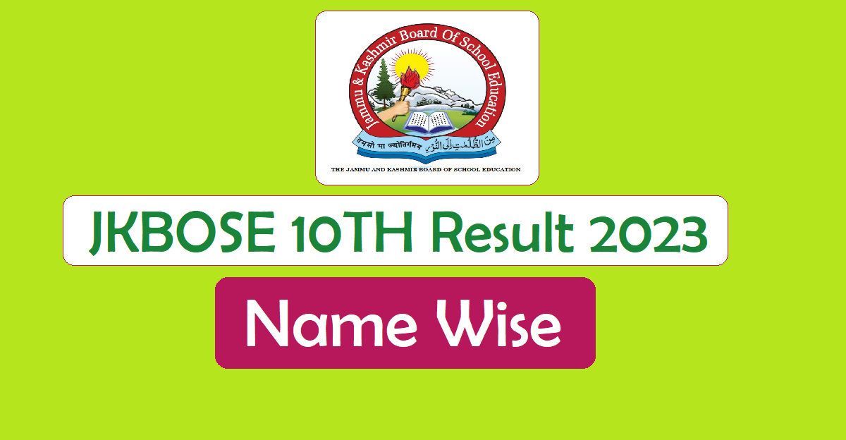 JKBOSE 10th Name Wise Result 2023