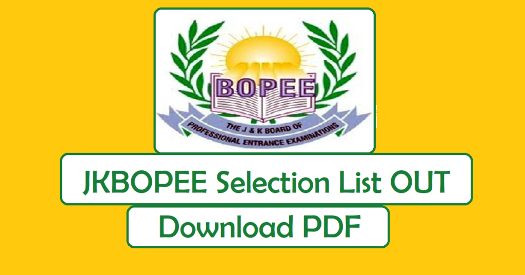 JKBOPEE B Pharmacy 2nd Selection List 2024, Download PDF JKYouth